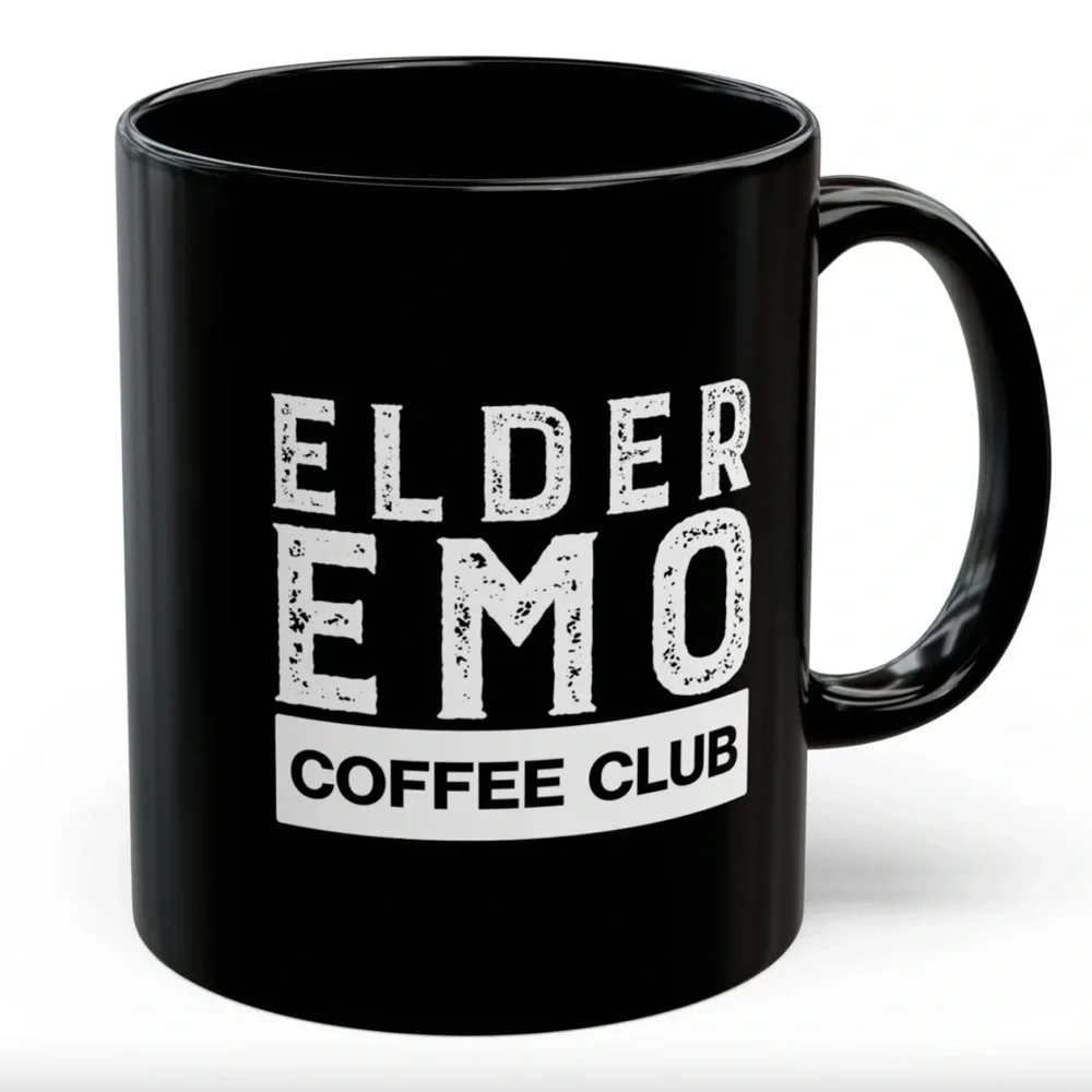 ELDER EMO / Coffee Club / Black Mug / 11 oz / Home Decor Whimsygoth Office Rock